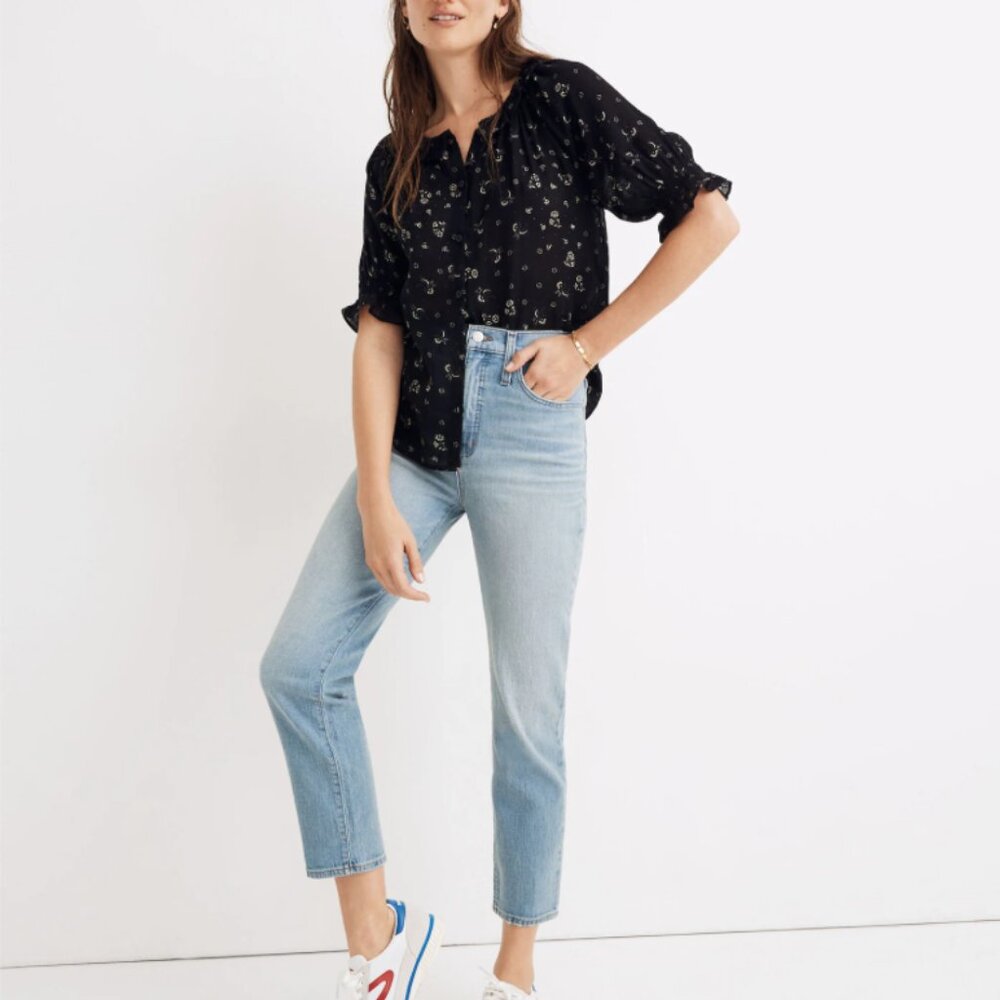 Madewell Classic Straight Jeans Meadowland Wash High Rise AJ199 Blue